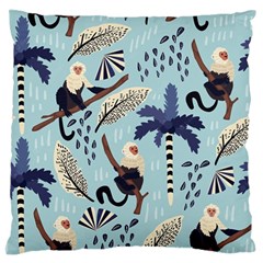 Tropical-leaves-seamless-pattern-with-monkey Standard Flano Cushion Case (two Sides) by nate14shop