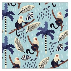 Tropical-leaves-seamless-pattern-with-monkey Square Satin Scarf (36  X 36 ) by nate14shop