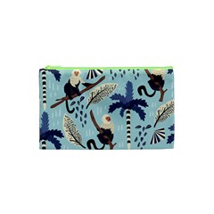 Tropical-leaves-seamless-pattern-with-monkey Cosmetic Bag (xs) by nate14shop