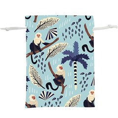 Tropical-leaves-seamless-pattern-with-monkey  Lightweight Drawstring Pouch (xl) by nate14shop