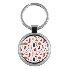 Christmas-gifts-socks-pattern Key Chain (round) by nate14shop