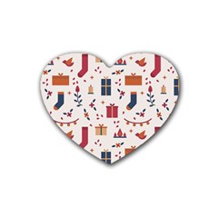 Christmas-gifts-socks-pattern Rubber Heart Coaster (4 Pack) by nate14shop