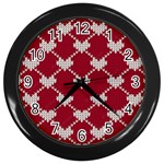 Christmas-seamless-knitted-pattern-background Wall Clock (Black) Front