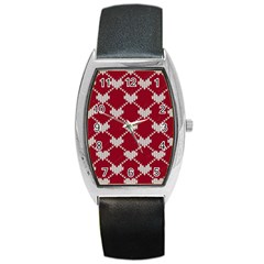 Christmas-seamless-knitted-pattern-background Barrel Style Metal Watch by nate14shop