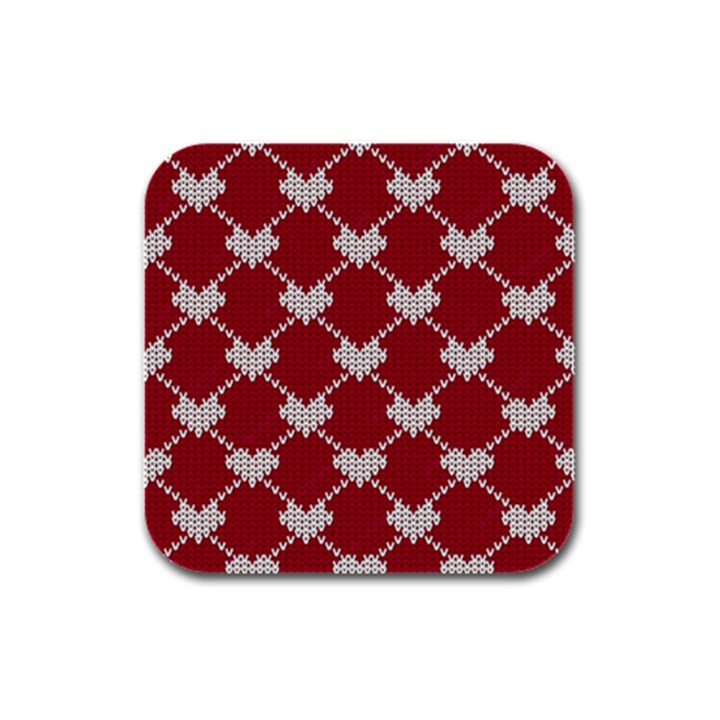 Christmas-seamless-knitted-pattern-background Rubber Square Coaster (4 pack)