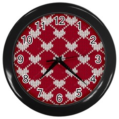 Christmas-seamless-knitted-pattern-background Wall Clock (black) by nate14shop