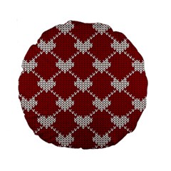 Christmas-seamless-knitted-pattern-background Standard 15  Premium Round Cushions by nate14shop