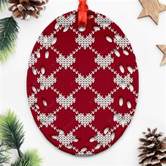 Christmas-seamless-knitted-pattern-background Ornament (oval Filigree)