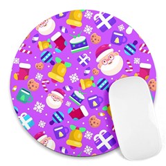 Flat-christmas-pattern-design Round Mousepads by nate14shop