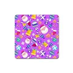 Flat-christmas-pattern-design Square Magnet by nate14shop