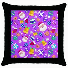 Flat-christmas-pattern-design Throw Pillow Case (black)