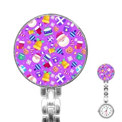 Flat-christmas-pattern-design Stainless Steel Nurses Watch by nate14shop