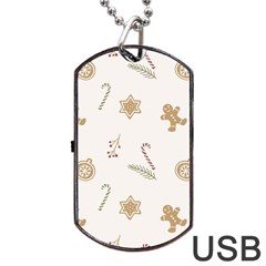 Hand-drawn-christmas-pattern Dog Tag Usb Flash (two Sides) by nate14shop