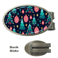 Hand-drawn-flat-christmas-pattern Money Clips (oval)  by nate14shop