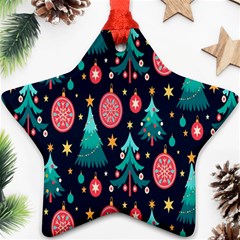 Hand-drawn-flat-christmas-pattern Star Ornament (two Sides)