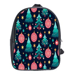 Hand-drawn-flat-christmas-pattern School Bag (large) by nate14shop