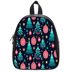 Hand-drawn-flat-christmas-pattern School Bag (small)