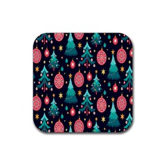 Hand-drawn-flat-christmas-pattern Rubber Coaster (square) by nate14shop