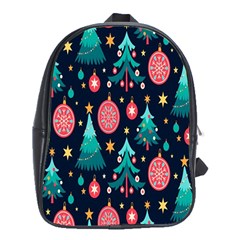 Hand-drawn-flat-christmas-pattern School Bag (xl) by nate14shop