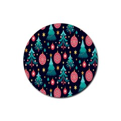 Hand-drawn-flat-christmas-pattern Rubber Round Coaster (4 Pack) by nate14shop