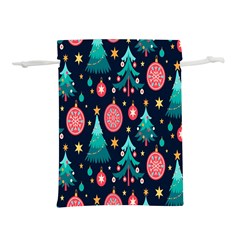 Hand-drawn-flat-christmas-pattern Lightweight Drawstring Pouch (s)