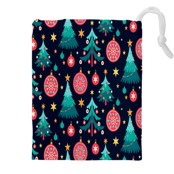 Hand-drawn-flat-christmas-pattern Drawstring Pouch (5XL)