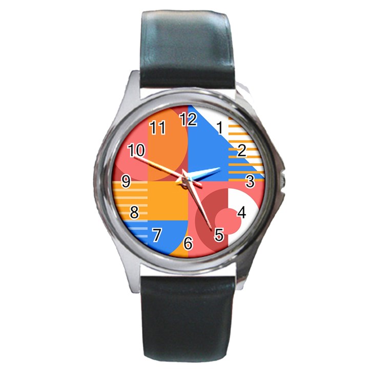 Geometric series  Round Metal Watch