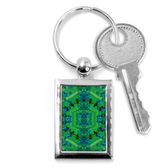 Vines Of Beautiful Flowers On A Painting In Mandala Style Key Chain (rectangle) by pepitasart