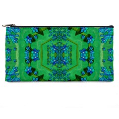 Vines Of Beautiful Flowers On A Painting In Mandala Style Pencil Case by pepitasart