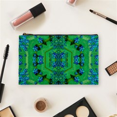 Vines Of Beautiful Flowers On A Painting In Mandala Style Cosmetic Bag (medium) by pepitasart