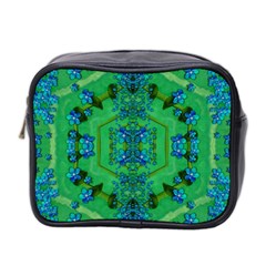 Vines Of Beautiful Flowers On A Painting In Mandala Style Mini Toiletries Bag (two Sides) by pepitasart