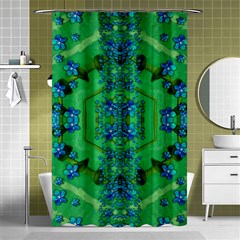 Vines Of Beautiful Flowers On A Painting In Mandala Style Shower Curtain 48  X 72  (small)  by pepitasart