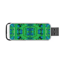 Vines Of Beautiful Flowers On A Painting In Mandala Style Portable Usb Flash (two Sides) by pepitasart