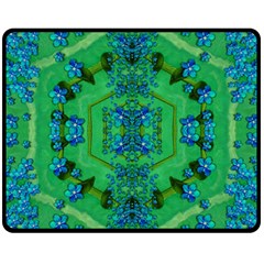 Vines Of Beautiful Flowers On A Painting In Mandala Style Double Sided Fleece Blanket (medium) 