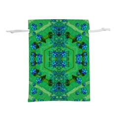 Vines Of Beautiful Flowers On A Painting In Mandala Style Lightweight Drawstring Pouch (l) by pepitasart