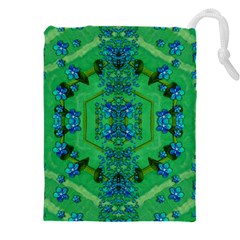 Vines Of Beautiful Flowers On A Painting In Mandala Style Drawstring Pouch (4xl) by pepitasart