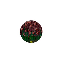 Floral Vines Over Lotus Pond In Meditative Tropical Style 1  Mini Buttons by pepitasart