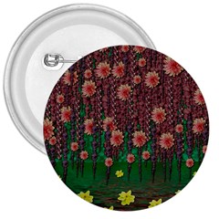 Floral Vines Over Lotus Pond In Meditative Tropical Style 3  Buttons by pepitasart