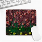 Floral Vines Over Lotus Pond In Meditative Tropical Style Large Mousepads Front