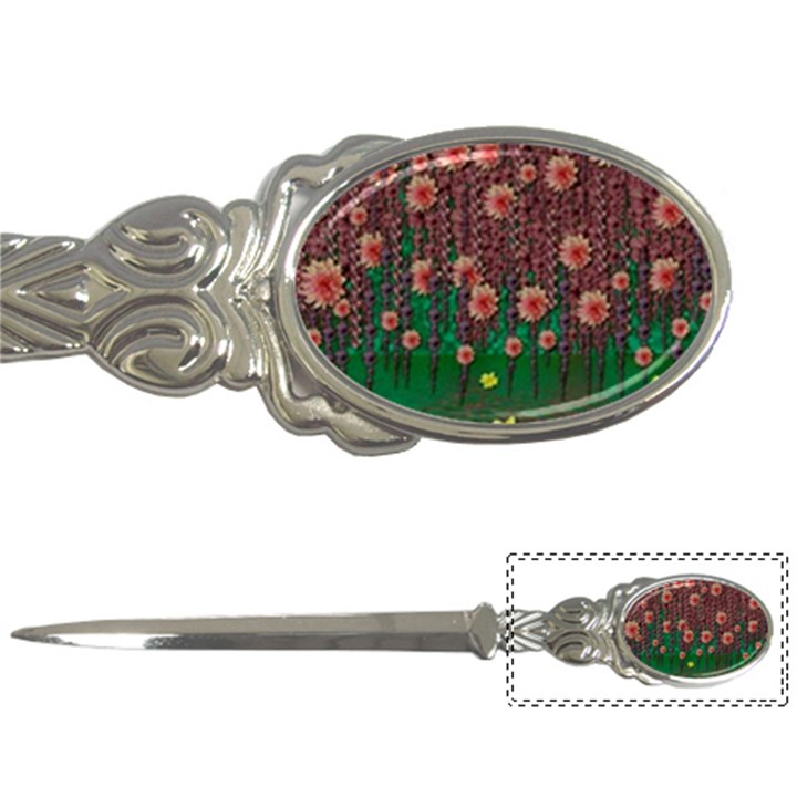 Floral Vines Over Lotus Pond In Meditative Tropical Style Letter Opener