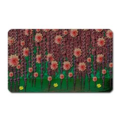 Floral Vines Over Lotus Pond In Meditative Tropical Style Magnet (rectangular) by pepitasart