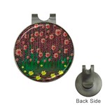 Floral Vines Over Lotus Pond In Meditative Tropical Style Hat Clips with Golf Markers Front