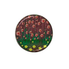 Floral Vines Over Lotus Pond In Meditative Tropical Style Hat Clip Ball Marker (4 Pack) by pepitasart