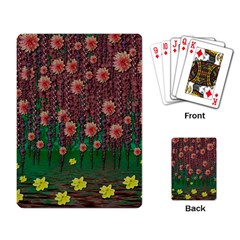 Floral Vines Over Lotus Pond In Meditative Tropical Style Playing Cards Single Design (rectangle)