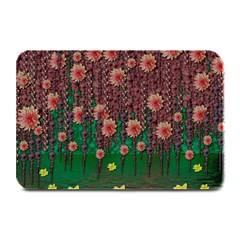 Floral Vines Over Lotus Pond In Meditative Tropical Style Plate Mats by pepitasart