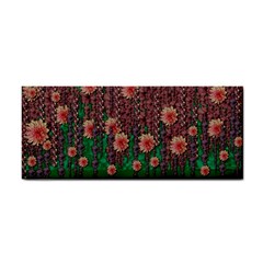 Floral Vines Over Lotus Pond In Meditative Tropical Style Hand Towel by pepitasart