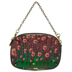 Floral Vines Over Lotus Pond In Meditative Tropical Style Chain Purse (one Side) by pepitasart