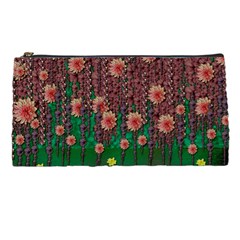 Floral Vines Over Lotus Pond In Meditative Tropical Style Pencil Case by pepitasart