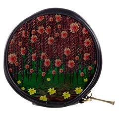 Floral Vines Over Lotus Pond In Meditative Tropical Style Mini Makeup Bag by pepitasart