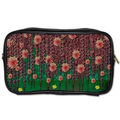 Floral Vines Over Lotus Pond In Meditative Tropical Style Toiletries Bag (one Side) by pepitasart